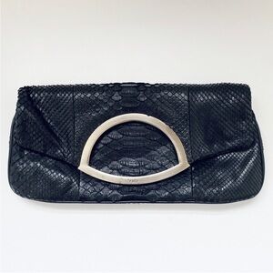 Rafe leather croc embossed clutch